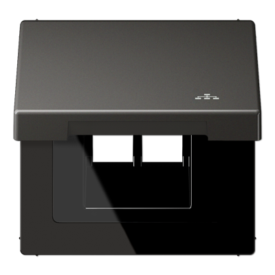 Накладка и крышка для двойных UAE розеток с символом "сеть"; металл; антрацит, AL2990KLLANAN