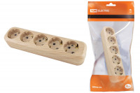 Колодка розеточная 5 гнезд 2П+3 16А 250В "Эко" (сосна) TDM Electric, SQ1806-0054