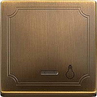 SD Клавиша 1-ная с линзой и символом "Свет" , античн. латунь