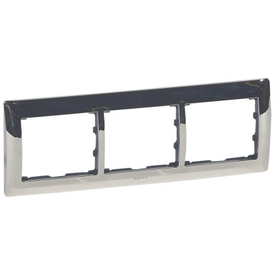 Legrand Рамка - Galea Life - 3 поста - горизонтальный монтаж - металлическая - Chrome, 771933