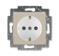 5520H-A03457 18W - Розетка ABB Levit с заземлением со шторками 16А кофе макиато / белый - 2CHH203457A6018