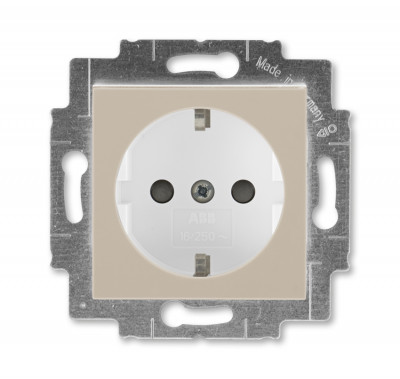 5520H-A03457 18W - Розетка ABB Levit с заземлением со шторками 16А кофе макиато / белый - 2CHH203457A6018