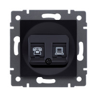 Розетка двойная RJ11 + RJ45 Cat.5, черный Kollinger REA-011BK для Aspekt, Eleganz, Reflex Розетка двойная RJ11 + RJ45 Cat.5, черный Kollinger REA-011BK для Aspekt, Eleganz, Reflex