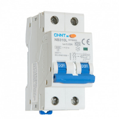 Chint Диф. автомат NB310L 2P 32А 30мА, тип A, х-ка B, 6кА (R), 660032
