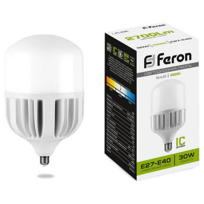 Лампа светодиодная, (30W) 230V E27-Е40 4000K T80, LB-65, Feron 25818