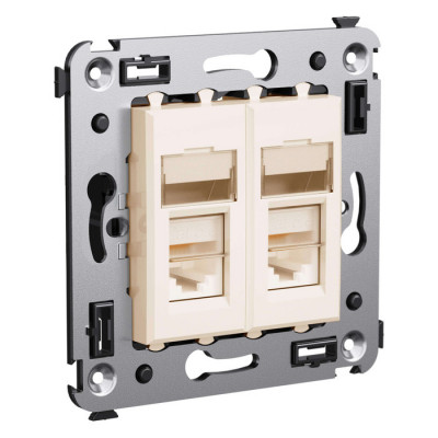 4405364 - ДКС Компьютерная розетка RJ-45 в стену, кат.5e двойная экранированная,"Avanti", "Ванильная дымка"