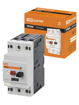 Пускатель ПРК80-2,5 In=2,5A Ir=1,6-2,5A Ue 660В TDM Electric, SQ0212-0017
