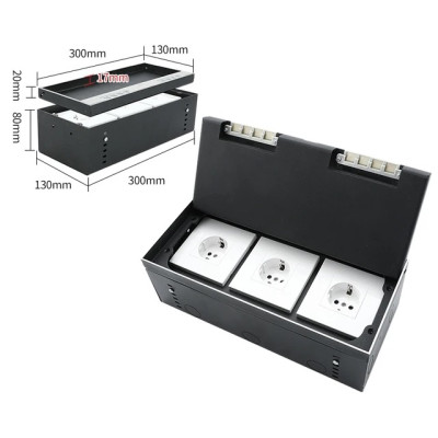 Люк напольный на 3 модуля (горизонт.), металлический, h=100мм, крышка с углублением 17 мм, TIMIUX, нержавеющая сталь, EU3GH100U ST