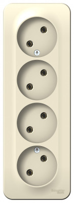 BLANCA О/У РОЗЕТКА 4-ая без заземл. без шторок ИЗОЛ.ПЛ., 16А, 250В, МОЛОЧНЫЙ