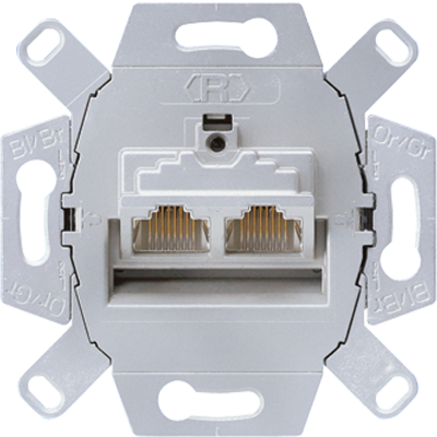 Сдвоенная компьютерная (UAE) розетка, для штекеров RJ-45, категория 6; универсальные встраиваемые механизмы, UAE8-8UPOK6