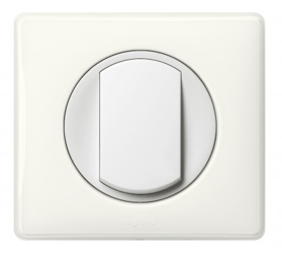 Legrand Выключатель 1-клавишный, вставка - белый, классика - белый глянец, серия Celiane