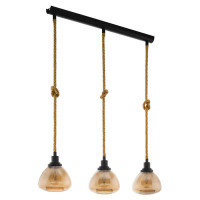 43192 Подвес RAMPSIDE, 3х28W(E27), L895, B195, H1230, сталь, черный, канатные веревки/стекло с напыл