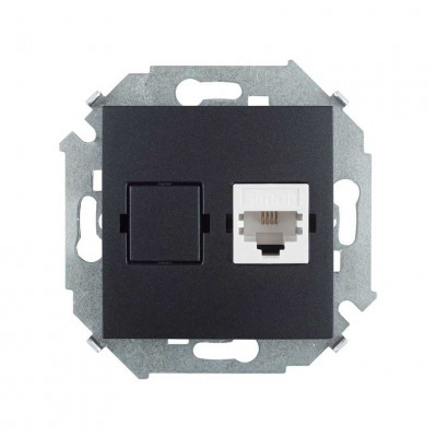 Simon 1591480-038 Simon15 Розетка телефонная RJ11, винтовой зажим, графит
