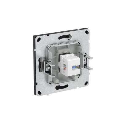 DKC KANT Компьютерная розетка RJ-45 без шторки, кат.6А одинарная,черный уголь, 7012673