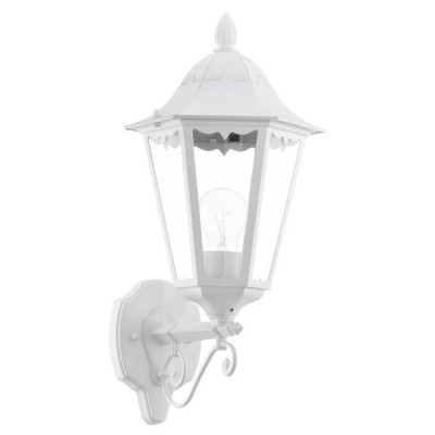 93446 Уличный светильник настенный NAVEDO, 1х60W(E27), H475, литой алюм., белый//стекло