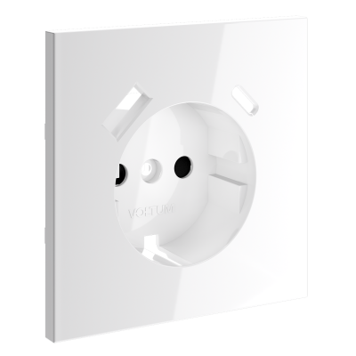 Накладка для розетки с заземлением и защитными шторками, с USB A+C, S70 (белый глянцевый), VLS001001