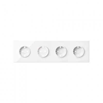 Simon 10020401-130 Кит 4 поста, фронт. Накладка на 4 розетки Schuko цвета белый глянец S100