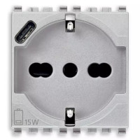 Vimar Розетка 2P+T 16A универсальная + USB-C зарядка 5В 3А сереро матовое, 20210.USB.N Vimar Розетка 2P+T 16A универсальная + USB-C зарядка 5В 3А сереро матовое, 20210.USB.N