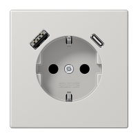 Розетка SCHUKO® с USB-зарядным устройством, тип A + тип С; термопласт; светло-серый, LS1520-15CALG Розетка SCHUKO® с USB-зарядным устройством, тип A + тип С; термопласт; светло-серый, LS1520-15CALG