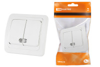 Выключатель 2-кл. с подсветкой 10А белый "Валдай" TDM Electric, SQ1804-0006