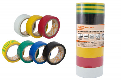 Изолента ПВХ 0,15*19мм 5м (набор 7 цветов) TDM Electric, SQ0526-0052