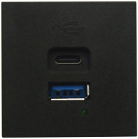Donel USB зарядное устройство, 4.2A , 65W, Type A + C, 2 мод., черн. матовая (45х45мм), DUSB4200ANAF