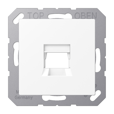 Kрышка для 1-го разъема; без видимого винта; подпружиненная шторка; термопласт; белый матовый, A1569-1WEWWM