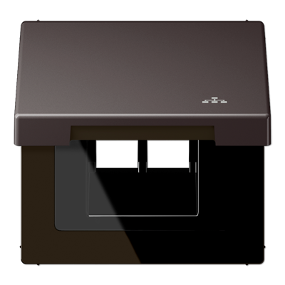 Накладка и крышка для двойных UAE розеток с символом "сеть"; металл; дарк, AL2990KLLAND