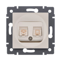 Розетка двойная RJ11 + RJ45 Cat.5, золотой Kollinger REA-011GD для Aspekt, Eleganz, Reflex Розетка двойная RJ11 + RJ45 Cat.5, золотой Kollinger REA-011GD для Aspekt, Eleganz, Reflex