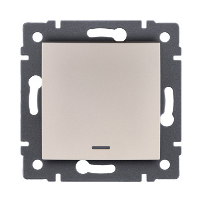 Выключатель кнопочный 1-клавишный 10А/250В с LED подсветкой, изогнутый, золотой Kollinger REA-R-013GD для Aspekt, Eleganz, Reflex