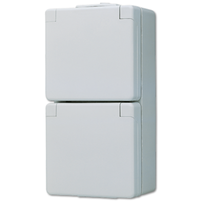 Штепсельная розетка SCHUKO для накладного монтажа двойная, с полем для надписи IP44, 622W