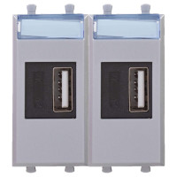 4404542 - ДКС USB зарядное устройство модульное,  "Avanti", "Закаленная сталь", 2модуля