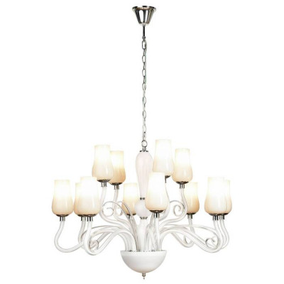 LUSSOLE CATALINA Люстра подвесная, цвет основания - хром, плафон - стекло (цвет - белый), 12x40W E14, LSP-8263