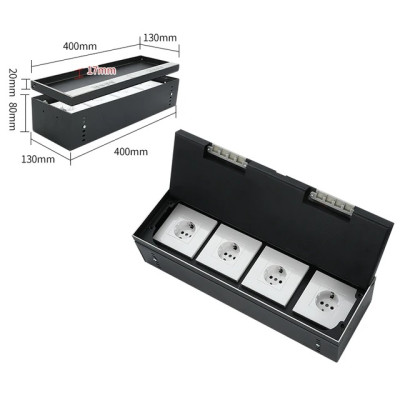 Люк напольный на 4 модуля (горизонт.), металлический, h=100мм, крышка с углублением 17 мм, TIMIUX, нержавеющая сталь, EU4GH100U ST