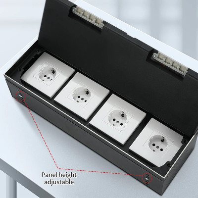 Люк напольный на 4 модуля (горизонт.), металлический, h=100мм, крышка с углублением 17 мм, TIMIUX, нержавеющая сталь, EU4GH100U ST