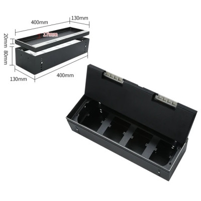 Люк напольный на 4 модуля (горизонт.), металлический, h=100мм, крышка с углублением 17 мм, TIMIUX, нержавеющая сталь, EU4GH100U ST