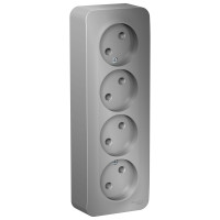 BLANCA О/У РОЗЕТКА 4-ая без заземления без штор. ИЗОЛ.ПЛ.,16А, 250В,АЛЮМИНИЙ BLANCA О/У РОЗЕТКА 4-ая без заземления без штор. ИЗОЛ.ПЛ.,16А, 250В,АЛЮМИНИЙ