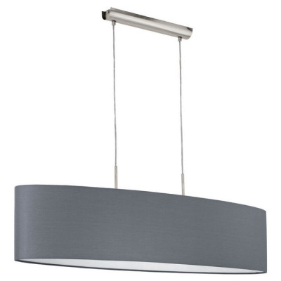 31586 Подвес PASTERI, 2х60W (E27), 1000х280, никель мат.//текстиль, серый, 31586
