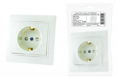 Розетка 2П+З с защ. шт. 16А 250В белая "Таймыр" (пром. упак., бакелит. основание) TDM Electric, SQ1814-0516