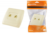 Розетка двойная телефонная RJ11 сл. кость "Онега" TDM Electric, SQ1805-0050