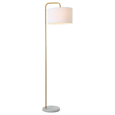 LUSSOLE YOKON Торшер, цвет основания - матовое золото, плафон - ткань (цвет - белый), 1x60W E27, LSP-0574