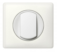 Legrand Выключатель 1-клавишный, вставка - белый, классика - Белый муар, серия Celiane