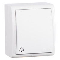 Simon Simon15 IP54  Кнопка с символом «звонок» с подсветкой 10А 250В~, винт. зажим, бел., 1594160-030