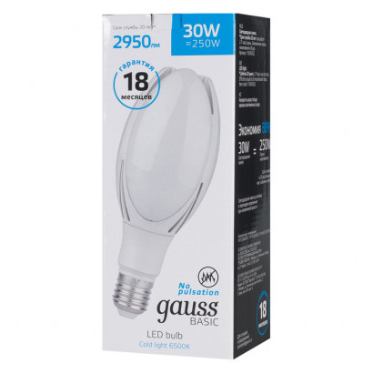 Лампа Gauss Basic BT100 AC180-240V 30W 2950lm 6500K E40 LED 1/20, 11834332