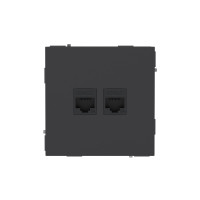 DKC KANT Компьютерная розетка RJ-45 без шторки, кат.6А двойная, черный уголь, 7012674