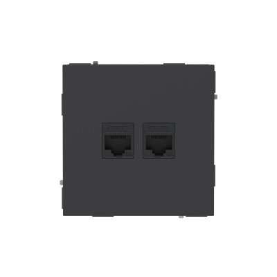 DKC KANT Компьютерная розетка RJ-45 без шторки, кат.6А двойная, черный уголь, 7012674