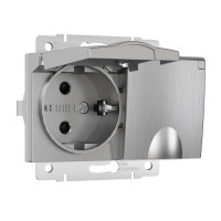 Werkel W1172209/ Розетка двойная влагозащ. с зазем. с защит. крышками и шторками (серебряный рифленый), a057288