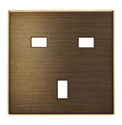 8537 OE - Накладка для механизма розетки GB (британского) стандарта, серия SKY, цвет античная латунь - 2CLA853700A1201