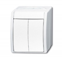 2601/5 W-54 - Выключатель 2-клавишный, для открытого монтажа, IP44, ocean, альп. белый - 2CKA001085A1621