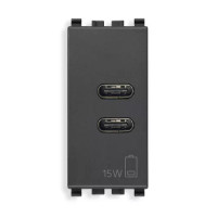 Vimar Зарядное устройство с разъемом USB C+C 5V 3A, на 1 модуль, серое, 20292.CC Vimar Зарядное устройство с разъемом USB C+C 5V 3A, на 1 модуль, серое, 20292.CC